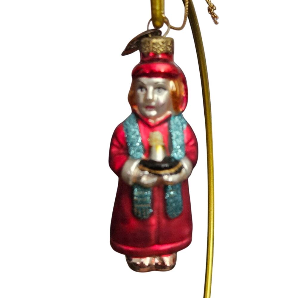 Thomas Pacconi Classics Glass Christmas Ornament Red Caroler Figural